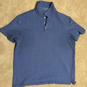 Blue checkered houndstooth polo shirt